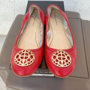 Red ballet flats leather size 7